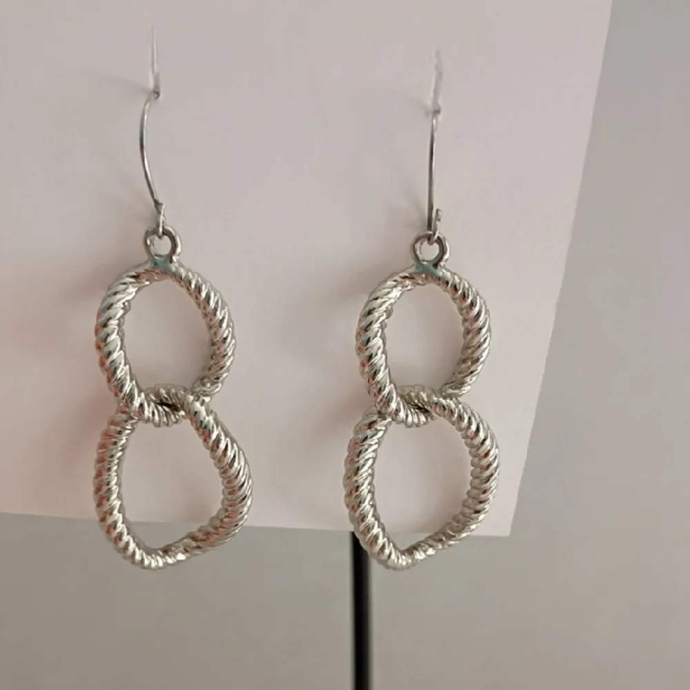 Elegant Silver Colored‎ Twisted Hoop Earrings